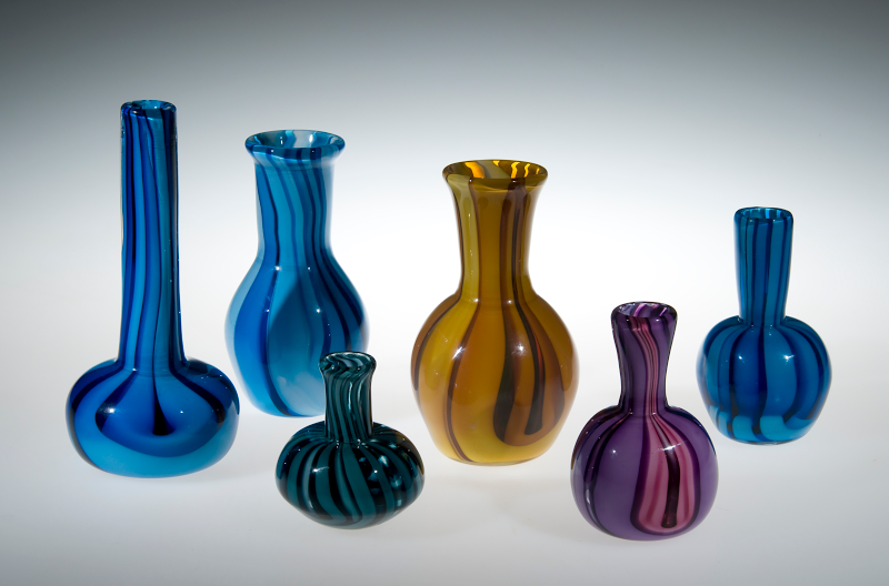 Banded Bottles, blown glass