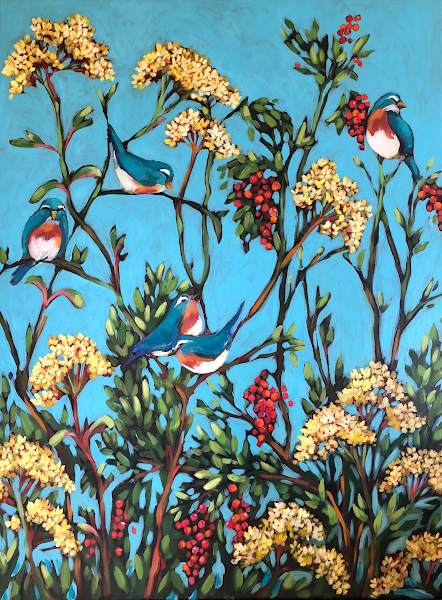 Meadow Birds, acrylic on canvas