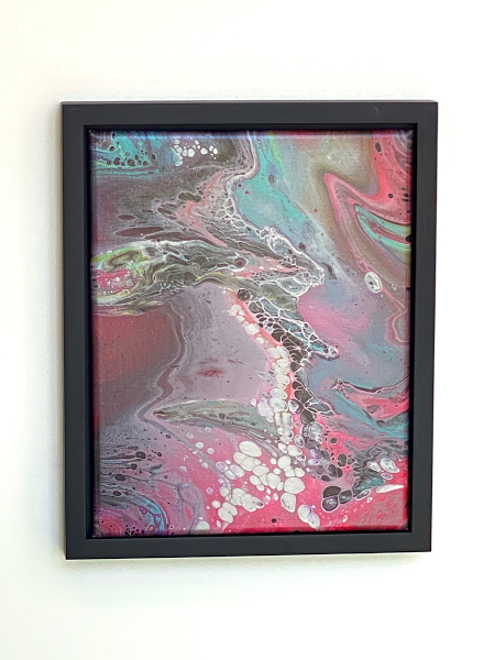 Pastel Metallic Pour, acrylic on panel