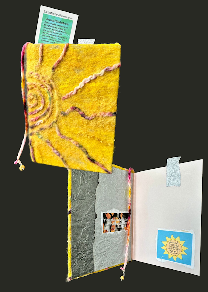Felted Journal - Handmade felt covers this journal with inspiring messages and decorative inside covers