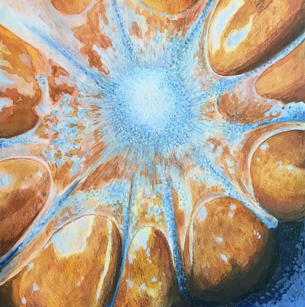 Iced Pumpkin, mixed media on panel